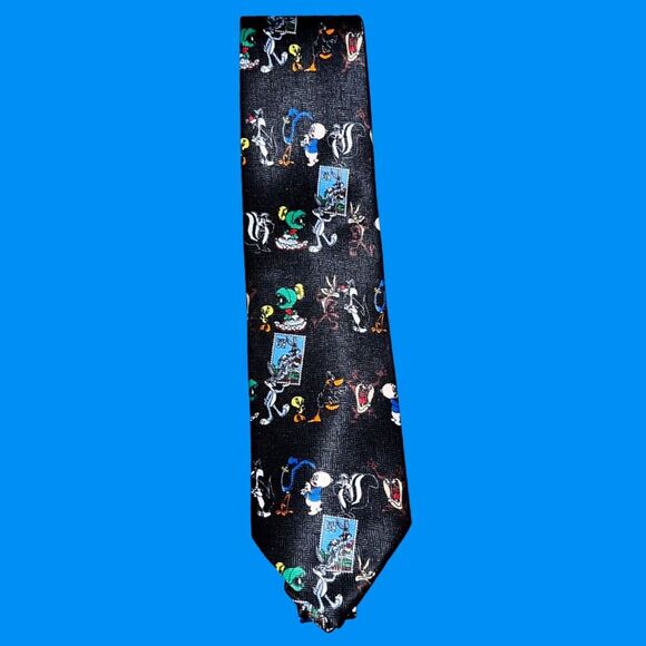 Vintage Looney Tunes Stamp Collection Bugs Daffy Taz Tie - Picture 2 of 5